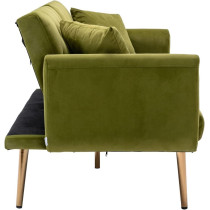 Light Luxury Velvet Convertible Modern Sofa Cum Bed (Light Green)