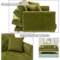 Light Luxury Velvet Convertible Modern Sofa Cum Bed (Light Green)