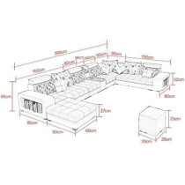 Live Room Sofa,Apartment Living Room Corner Nordic Removable Washable Sofa Combination Furniture (GREEN)