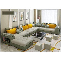Live Room Sofa,Apartment Living Room Corner Nordic Removable Washable Sofa Combination Furniture (GREEN)