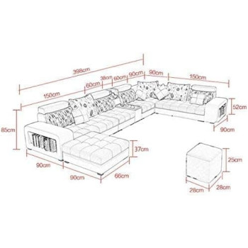 Live Room Sofa,Apartment Living Room Corner Sofa set Combination Furniture (Blue)