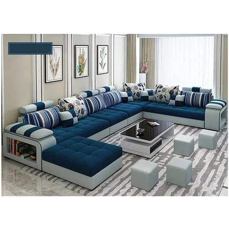 Live Room Sofa,Apartment Living Room Corner Sofa set Combination Furniture (Blue)