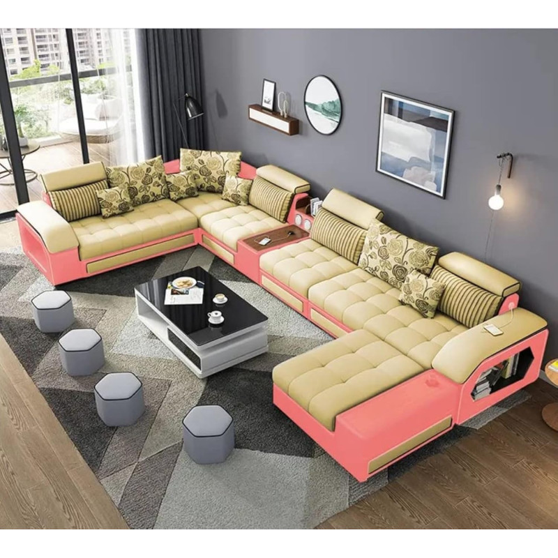 Living room furniture sofa set modern couch, lounge suite luxury sofa set design modern sofa living room furniture (Orange+Yellow)