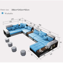 Living room furniture sofa set modern couch, lounge suite luxury sofa set design modern sofa living room furniture (White+Navy Blue)