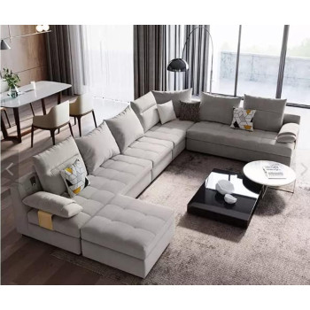 Modern Classic U Shape Sofa Set Furniture Seats Upholstery Fabric Sectional Living Room Sofa