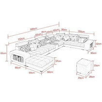Modern Couch U Shaped Fabric Living Room Furniture Chaise Lounge Recliner Sectional L Shape Corner Sofa Sets (charcole)
