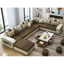 Modern Couch U Shaped Fabric Living Room Furniture Chaise Lounge Recliner Sectional L Shape Corner Sofa Sets (charcole)