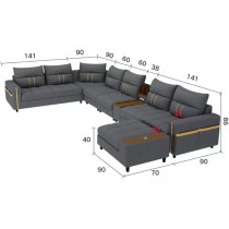 Modern Couch U Shaped Faux leather Living Room Furniture Chaise Lounge Recliner Sectional L Shape Corner Sofa Sets 