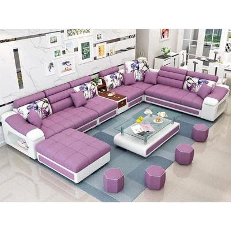 Modern L Shape Corner Sofa Sets (Purple)