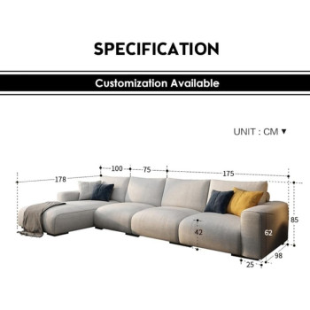 Nordic sofa 7 seater combination luxury sofa set living room modern small home corner sofa fabric (Right)