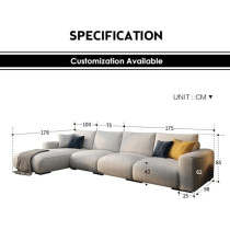 Nordic sofa 7 seater combination luxury sofa set living room modern small home corner sofa fabric (Right)