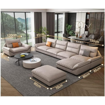 Overstuffed multifunction Wooden frame furniture sofa living room set PU leather