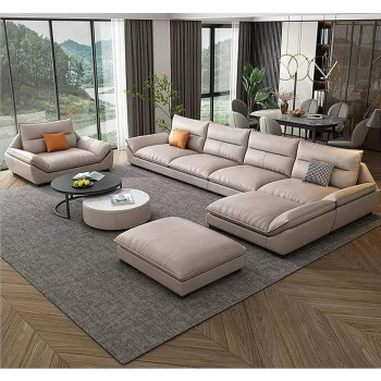 Overstuffed multifunction Wooden frame furniture sofa living room set PU leather