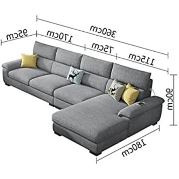 Overstuffed Multifunction Wooden Frame Sofa Set(L, Grey)