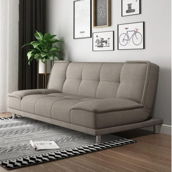 Small family living room folding apartment study office lunch break velvet sofa multi-function sofa bed (Beige Grey)