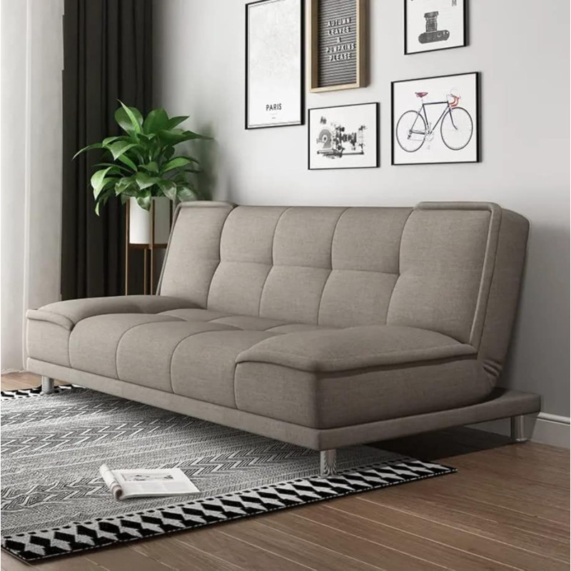 Small family living room folding apartment study office lunch break velvet sofa multi-function sofa bed (Beige Grey)