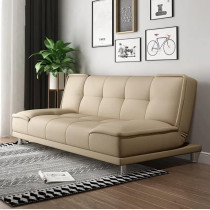 Small Family Living Room Folding Apartment Study Office Lunch Break Velvet Sofa Multi-Function Sofa Bed (Beige)