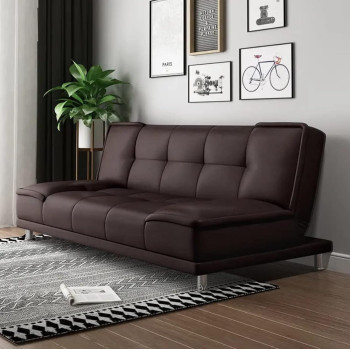 Small family living room folding apartment study office lunch break Velvet sofa multi-function sofa bed (Brown)
