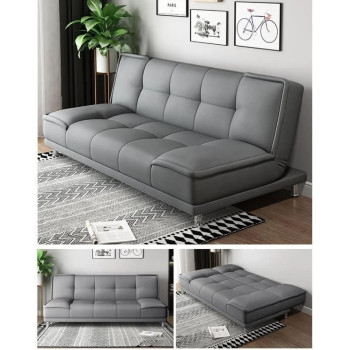 Small family living room folding apartment study office lunch break velvet sofa multi-function sofa bed (Light Grey)