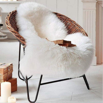 Soft Faux Sheepskin Fur Rug Soft Fluffy Carpets Chair Couch Cover Seat Area Rugs For Bedroom Sofa Floor Living Room Home Decor Nursery (Off White)
