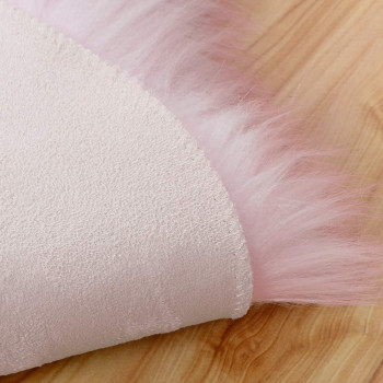 Soft Faux Sheepskin Fur Rug Soft Fluffy Carpets Chair Couch Cover Seat Area Rugs For Bedroom Sofa Floor Living Room Home Decor Nursery (Pink)