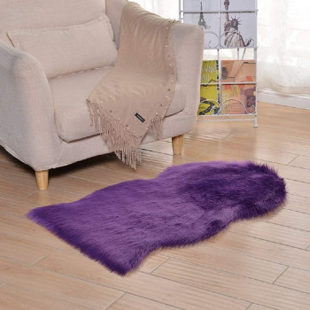 Soft Faux Sheepskin Fur Rug Soft Fluffy Carpets Chair Couch Cover Seat Area Rugs For Bedroom Sofa Floor Living Room Home Decor Nursery (Purple)