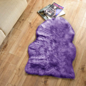 Soft Faux Sheepskin Fur Rug Soft Fluffy Carpets Chair Couch Cover Seat Area Rugs For Bedroom Sofa Floor Living Room Home Decor Nursery (Purple)