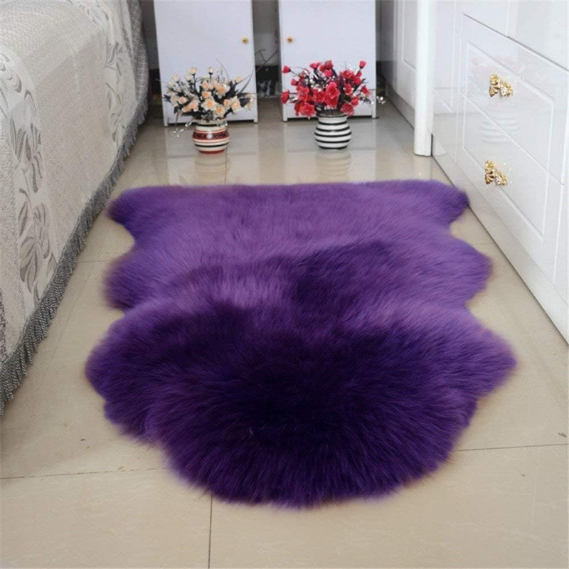 Soft Faux Sheepskin Fur Rug Soft Fluffy Carpets Chair Couch Cover Seat Area Rugs For Bedroom Sofa Floor Living Room Home Decor Nursery (Purple)