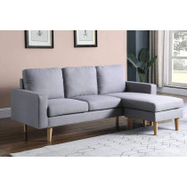 Studio Luxe L-Shaped Sectional Sofa w/Reversible Chaise, Wood Legs, Modern Scandinavian Corner Sofa Convertible Living room furniture, 194x128x87cm, HC Home Canvas T32-Storm Grey