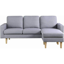 Studio Luxe L-Shaped Sectional Sofa w/Reversible Chaise, Wood Legs, Modern Scandinavian Corner Sofa Convertible Living room furniture, 194x128x87cm, HC Home Canvas T32-Storm Grey