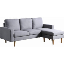 Studio Luxe L-Shaped Sectional Sofa w/Reversible Chaise, Wood Legs, Modern Scandinavian Corner Sofa Convertible Living room furniture, 194x128x87cm, HC Home Canvas T32-Storm Grey
