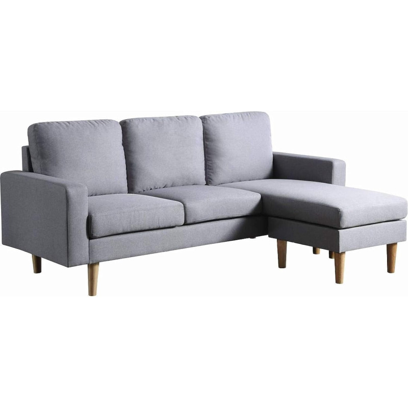 Studio Luxe L-Shaped Sectional Sofa w/Reversible Chaise, Wood Legs, Modern Scandinavian Corner Sofa Convertible Living room furniture, 194x128x87cm, HC Home Canvas T32-Storm Grey