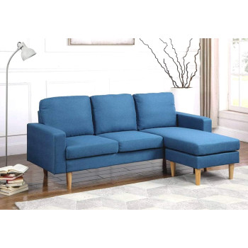 Studio Luxe L-Shaped Sectional Sofa w/Reversible Chaise, Wood Legs, Modern Scandinavian Corner Sofa Convertible Living room furniture, 194x128x87cm, Royal Blue