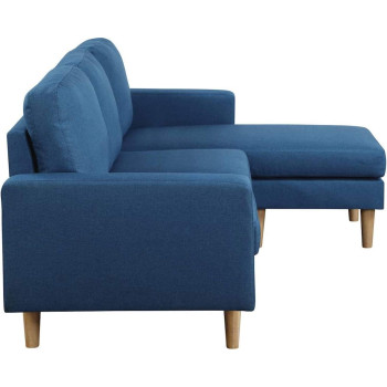 Studio Luxe L-Shaped Sectional Sofa w/Reversible Chaise, Wood Legs, Modern Scandinavian Corner Sofa Convertible Living room furniture, 194x128x87cm, Royal Blue