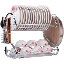 2 Tiers Kitchen Dish Cup Drying Rack Holder Organizer Drainer Dryer Tray Cutlery by dish holder Multifunctional - NW-30265