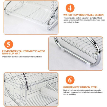 2 Tiers Kitchen Dish Cup Drying Rack Holder Organizer Drainer Dryer Tray Cutlery by dish holder Multifunctional - NW-30265