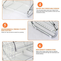 2 Tiers Kitchen Dish Cup Drying Rack Holder Organizer Drainer Dryer Tray Cutlery by dish holder Multifunctional - NW-30265