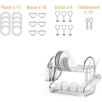 2 Tiers Kitchen Dish Cup Drying Rack Holder Organizer Drainer Dryer Tray Cutlery by dish holder Multifunctional - NW-30265