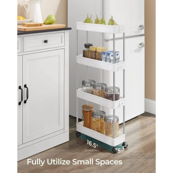 4-Tier Slide Out Storage Cart, Slim Rolling Cart on Wheels, Slim Storage Cart, Space-Saving Bathroom Storage, Kitchen, Narrow Shelf - NW-30756