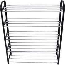 5 Tier Shoe Rack Organiser, Quick Assembly No Tools Required, Holds upto 10-12 pairs (L) 18.5cm x (W) 42cm x (H) 71 cm (Black)