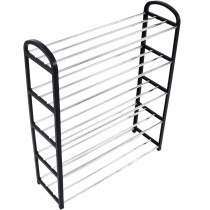 5 Tier Shoe Rack Organiser, Quick Assembly No Tools Required, Holds upto 10-12 pairs (L) 18.5cm x (W) 42cm x (H) 71 cm (Black)