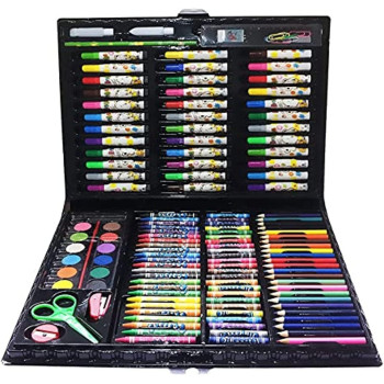 Art Set Kit Artists Drawing Pen Set Sketching Painting with Portable Wooden Case Color Pencils Markers Oil Pastels Crayon Great Gift - CF 25221