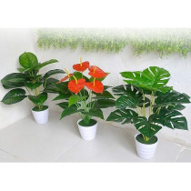 Artificial Simulation Green Plant Potted Plants Artificial Flower Green Plant with Plastic Flower Pot Living Room Indoor Decoration