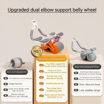 Automatic Rebound Ab Abdominal Exercise Roller Wheel, Exercise Roller Wheel with Dual Elbow Support and Timer, Abs Roller Wheel Core Exercise Equipment.