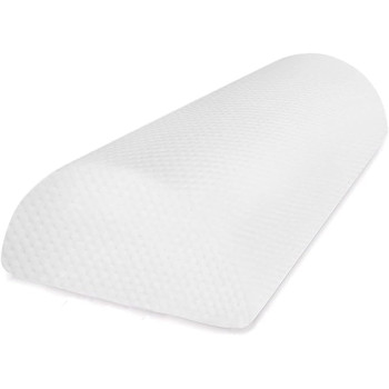 Back Pain Relief Bolster Pillow - Half Moon Knee Pillow for Side, Back, Stomach Sleepers - Semi Roll Round Lumbar Leg Wedge Organic Cotton Cover