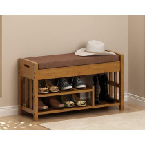 Bamboo Shoe Racks 2 Tier Shoes Storage Shelf,Multi-Functional Shoe Storage Organiser Rack and Shelves,Shoe Tower Shelf for Living Room,Entryway,Hallway and Cloakroom - VI-Self-07
