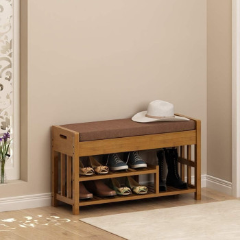 Bamboo Shoe Racks 2 Tier Shoes Storage Shelf,Multi-Functional Shoe Storage Organiser Rack and Shelves,Shoe Tower Shelf for Living Room,Entryway,Hallway and Cloakroom - VI-Self-07