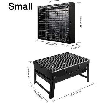 Barbecue Grill, AGM Charcoal Grill Portable Folding BBQ Grill Barbecue Desk Tabletop Outdoor Stainless Steel Smoker BBQ for Picnic Garden Terrace Camping Travel - IE-54403