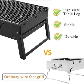 Barbecue Grill, AGM Charcoal Grill Portable Folding BBQ Grill Barbecue Desk Tabletop Outdoor Stainless Steel Smoker BBQ for Picnic Garden Terrace Camping Travel - IE-54403