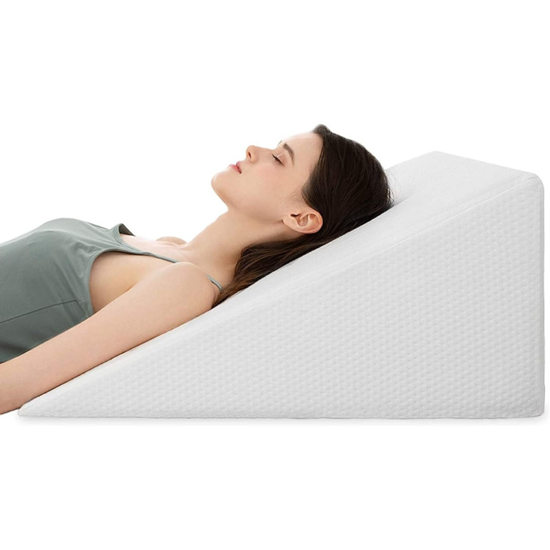 Bed Wedge Pillow With Memory Foam Top - Wedge Pillow For Snoring, Neck Pillow For Pain Relief, Shoulder Pain, Back Pillow (W 65 x L 65 cm, Standard: 8)